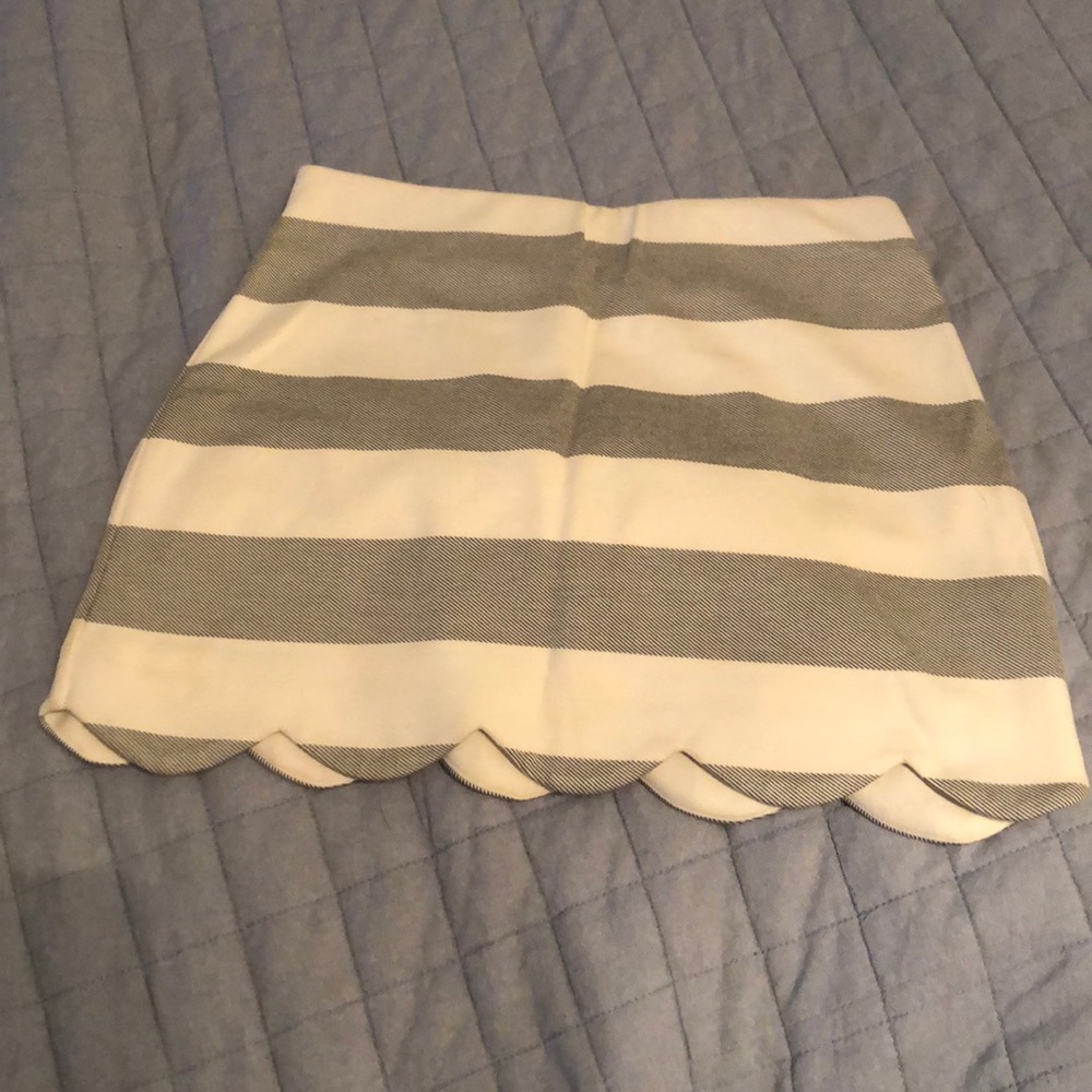 Black and white striped Topshop mini skirt